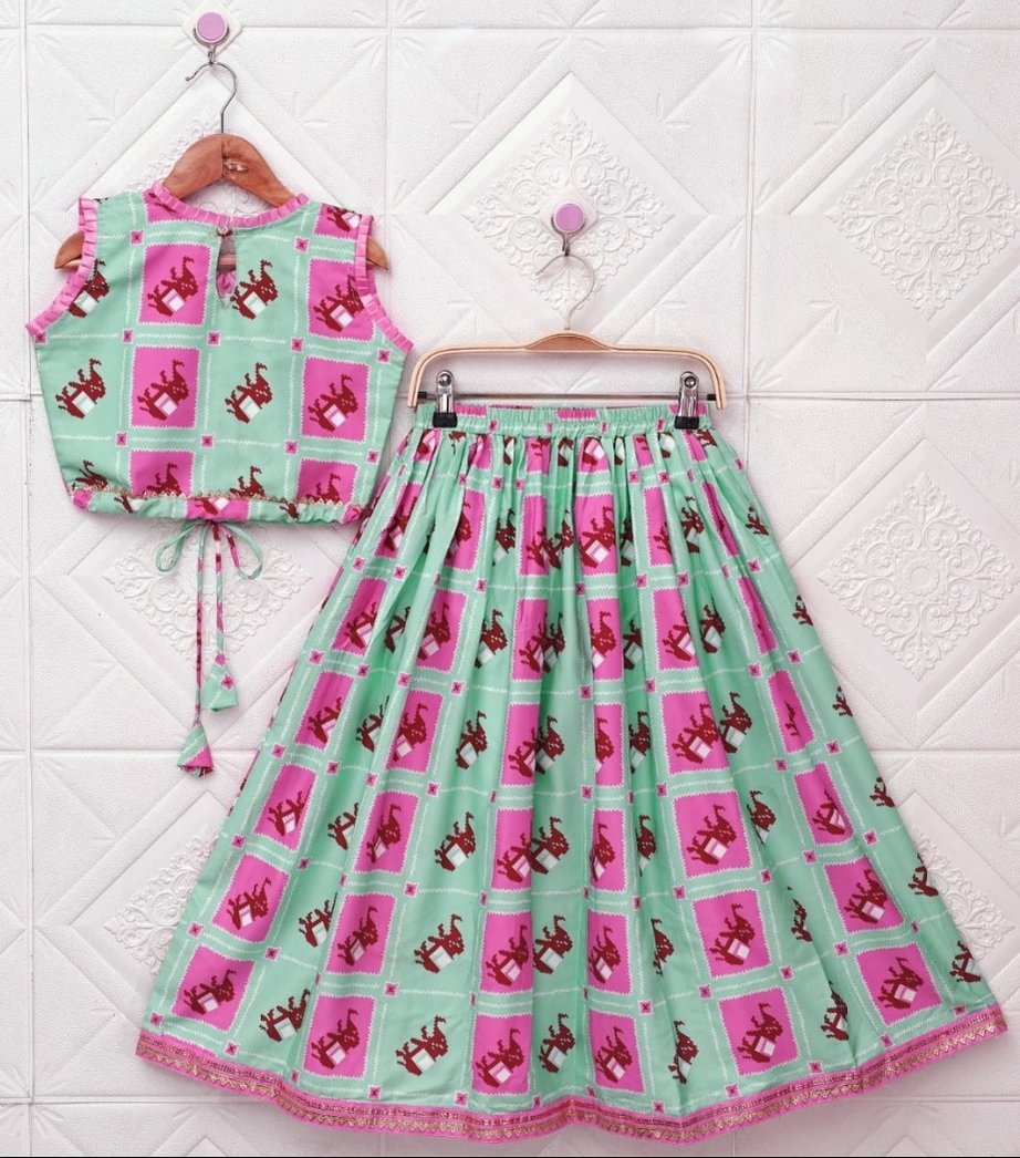 Girls Cotton Printed Lehenga Choli Set 1