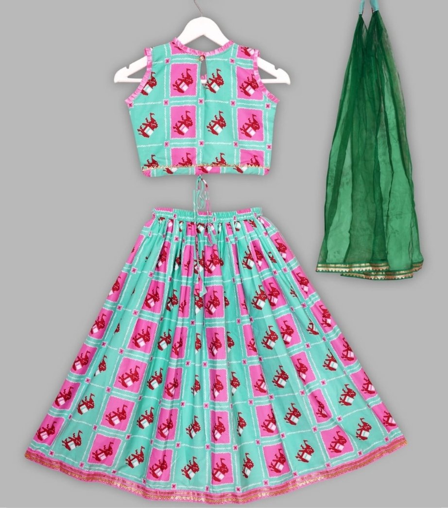 Girls Cotton Printed Lehenga Choli Set 2