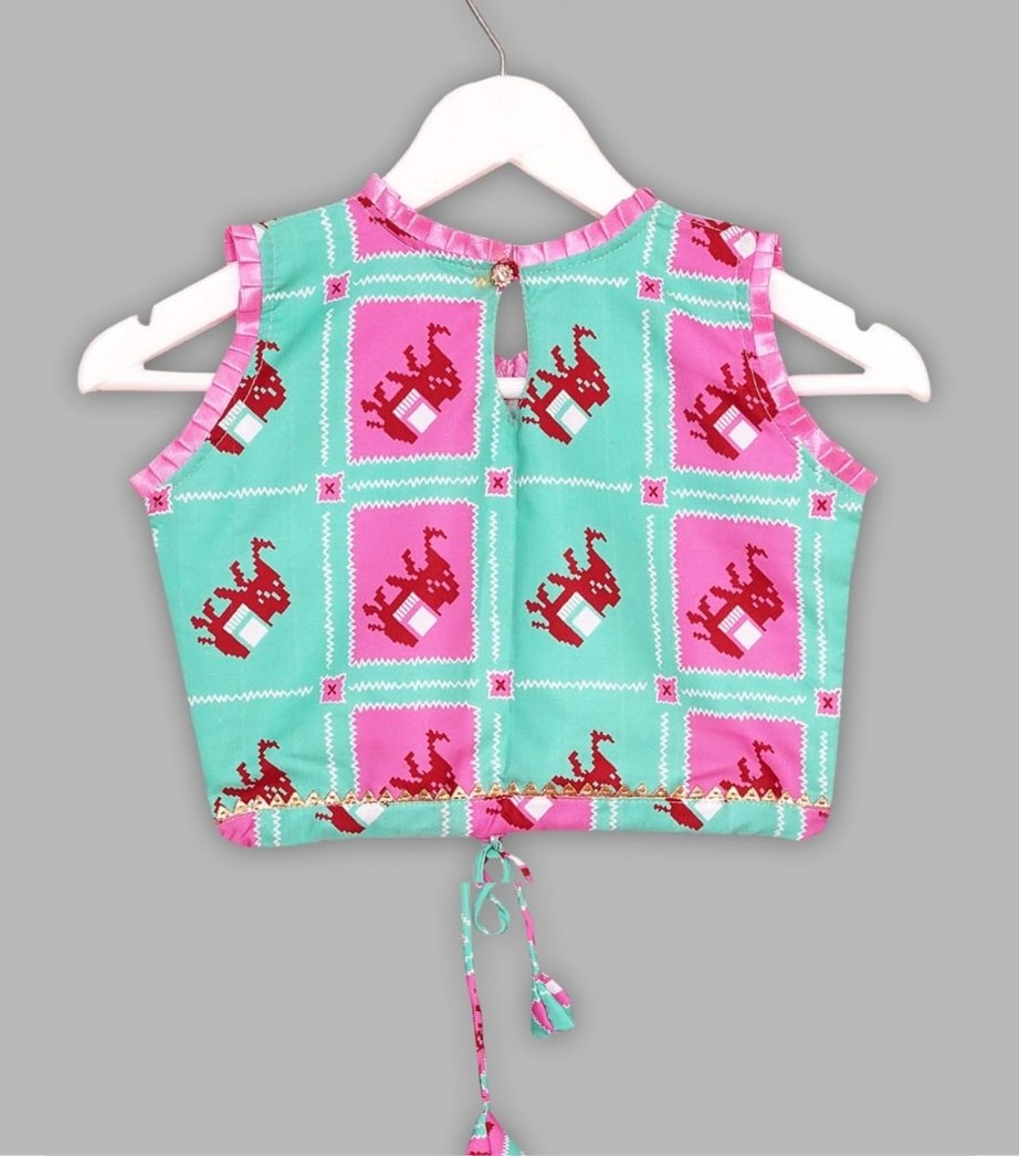 Girls Cotton Printed Lehenga Choli Set 3