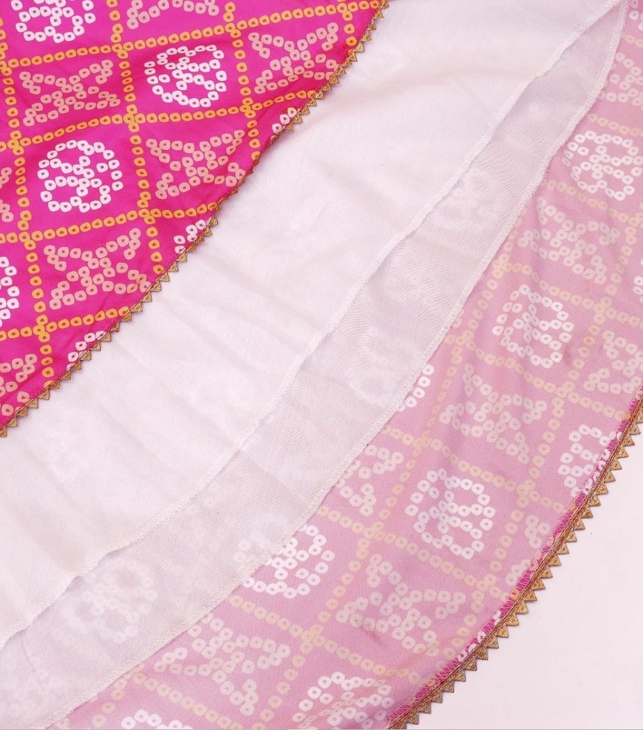 Girls Pink Printed Cotton Lehenga Choli Set 4