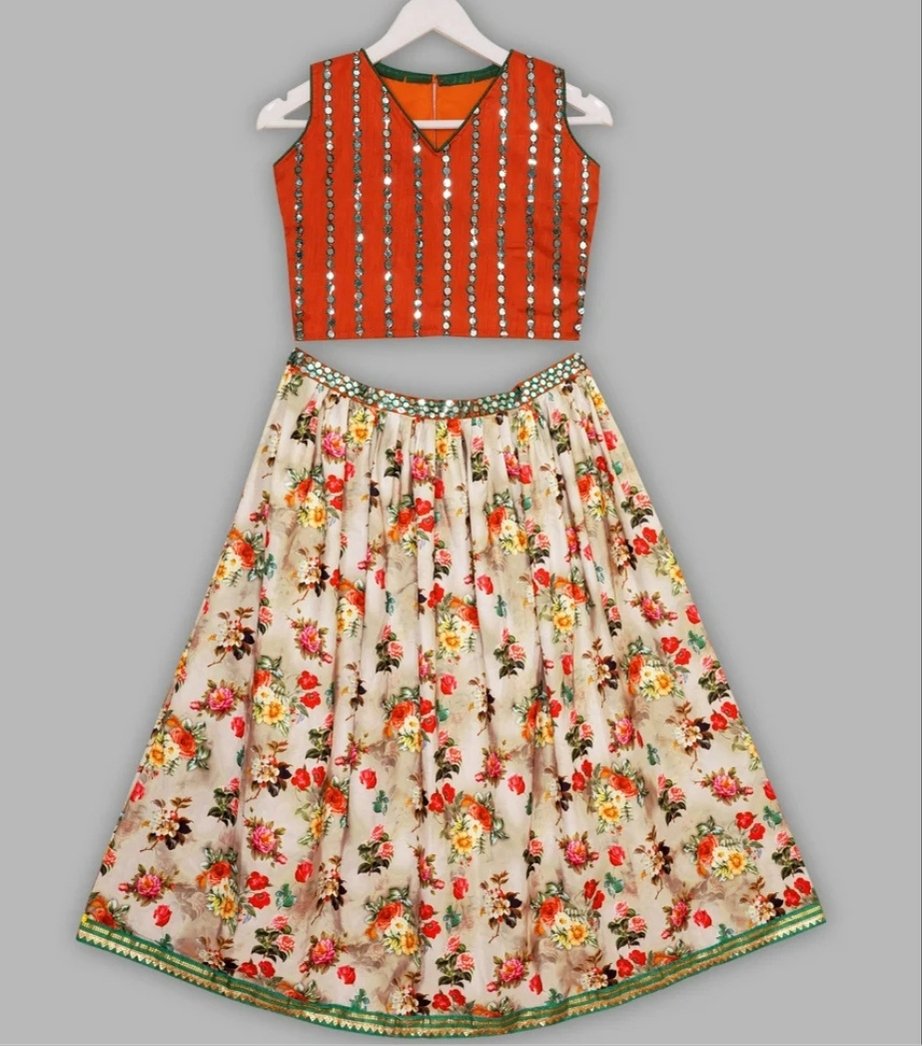 Girls Multicolor Cotton Lehenga Choli Sets